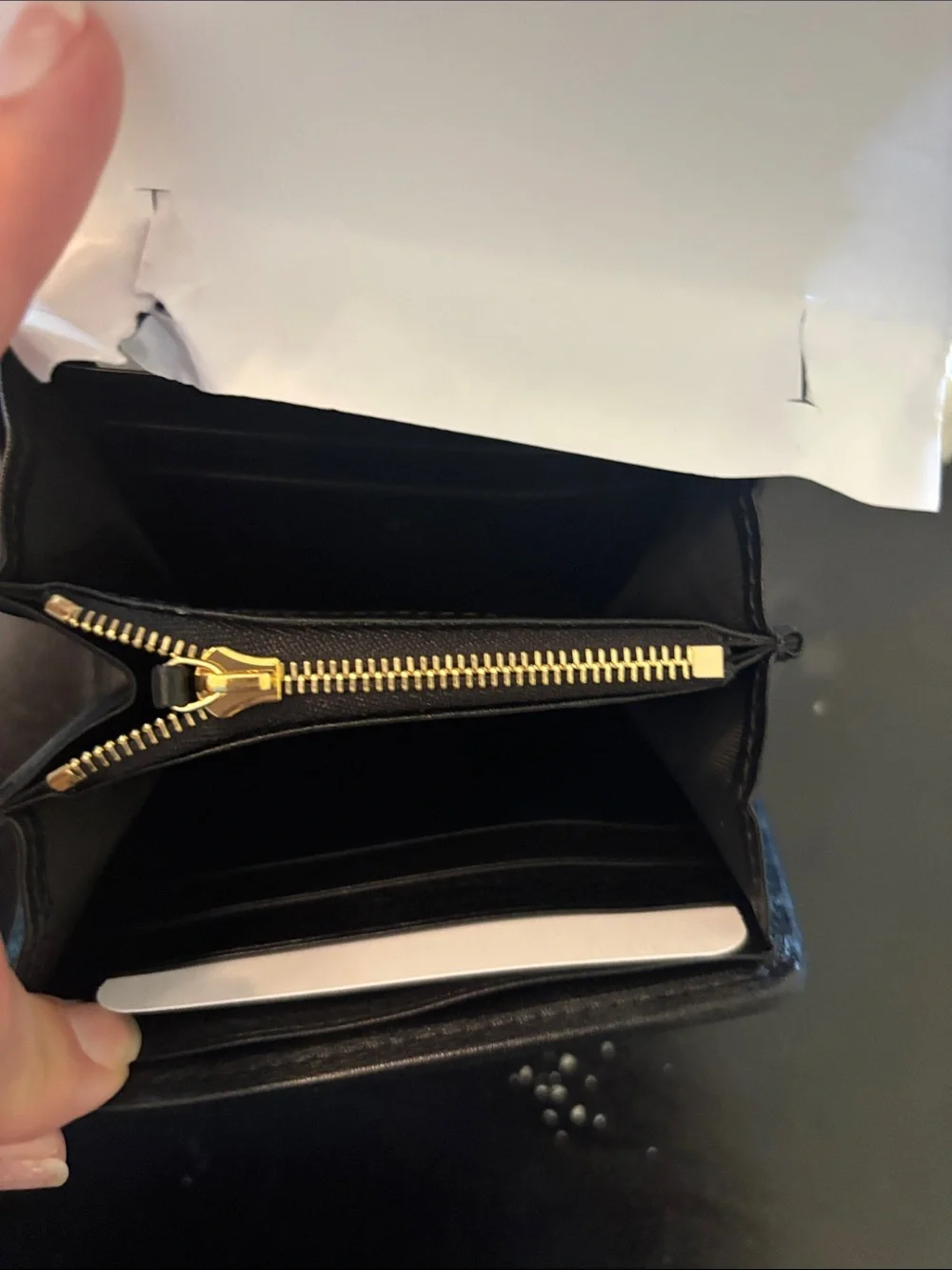 Gucci Black Leather Mini Wallet with Gold Double G